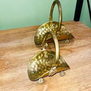 Vintage Pair of Hammered Brass Mini Log/Magazine Holder
